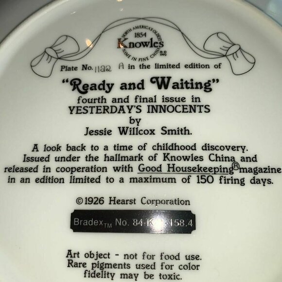 - Knowles Plate "Ready and Waiting" Yesterday's Innocents Jessie Wilcox Sm… - Picture 5 of 5